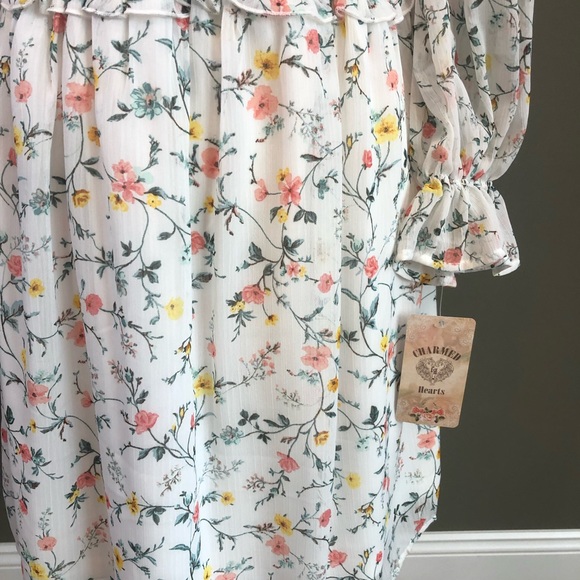 Charmed Hearts White Floral Dress Size XL - Picture 3 of 7